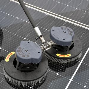 Water Pressure Driven Double Heads with Carbon Fiber Rod Solar Panel Cleaning Brushes